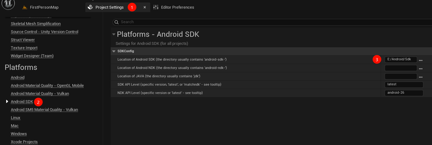引擎内配置Android SDK